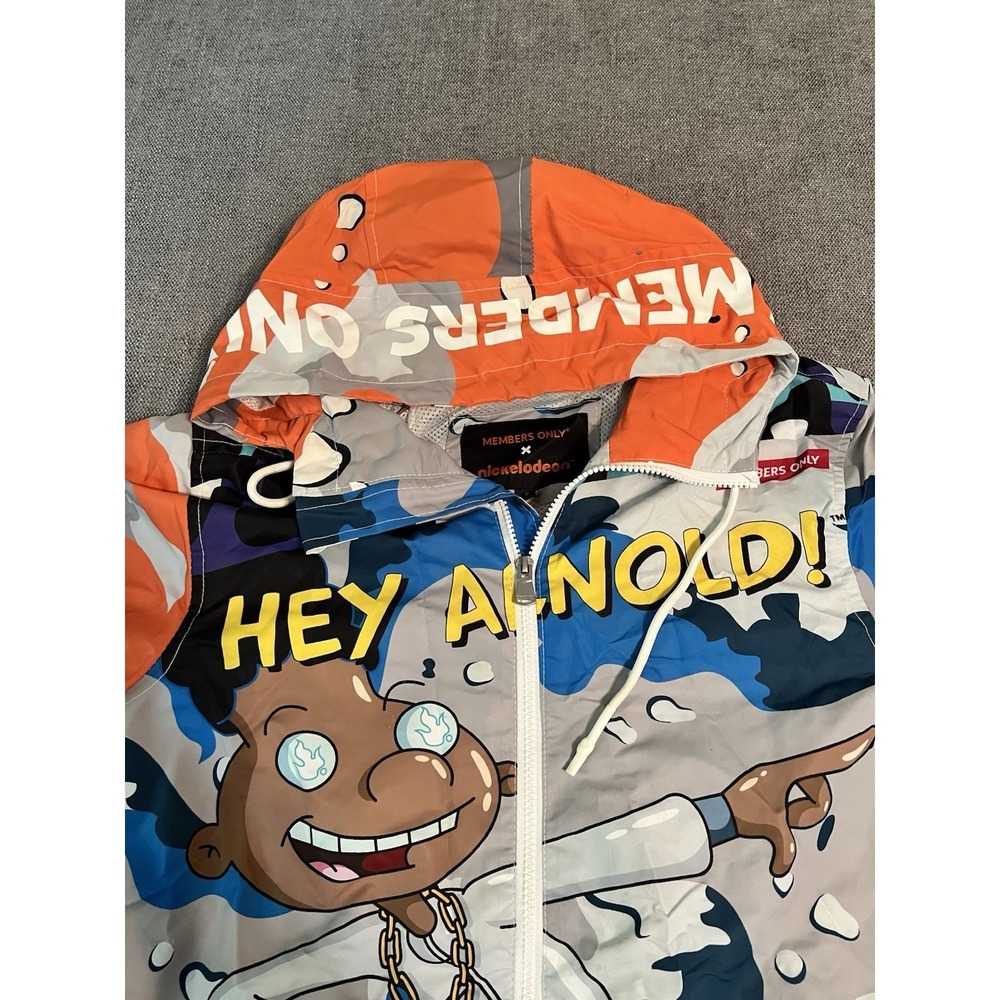 Members Only Collab Nickelodeon Hey Arnold Windbreaker Full Zip Jacket Hooded SM